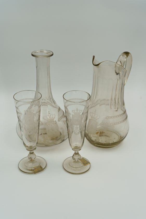 Parts of a glassware set from the Aleksandar Obrenović court