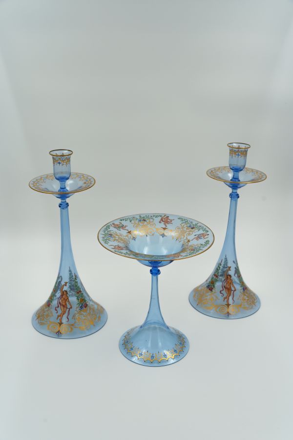 Set with candlesticks and candy dish