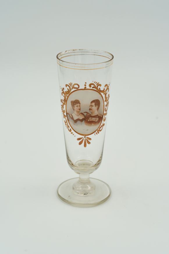 Wineglass with a double portrait of King Alexander and Queen Draga Obrenović
