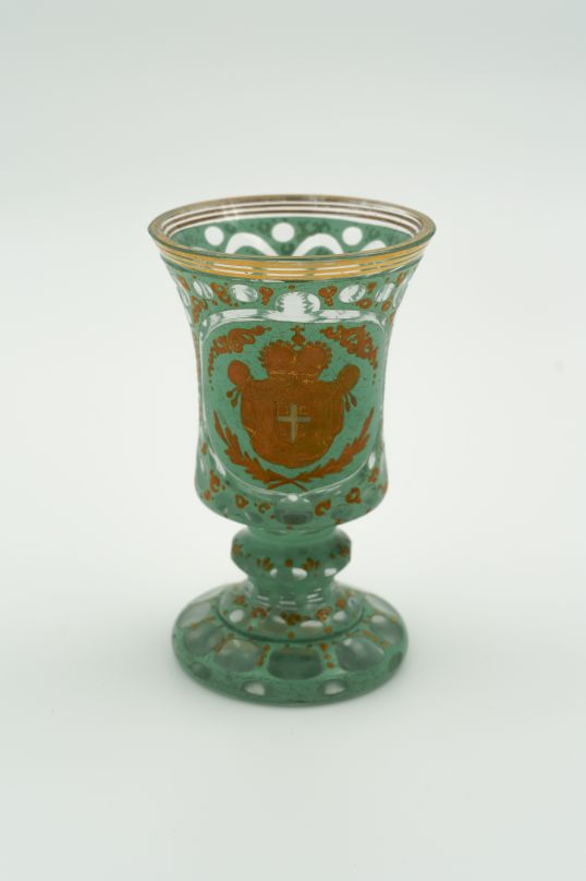 Glass-goblet with the coat of arms of the Principality of Serbia